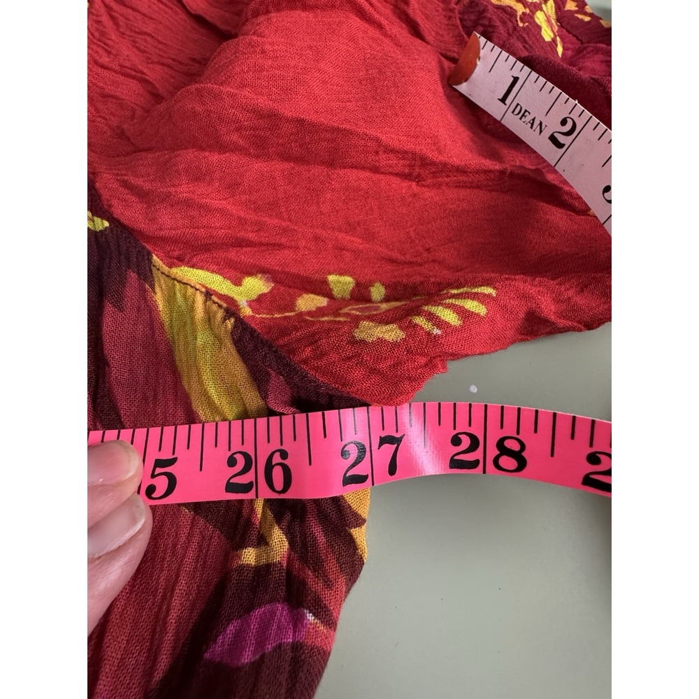 Olivia Boho Maxi Dress 1X Red Yellow Floral Print Rayon India Festival Peasant - Picture 7 of 11